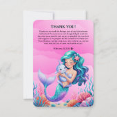 海の赤ちゃんシャワーの下のピンクの夢のような人魚 サンキューカード (正面)