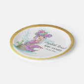 海の赤ちゃんシャワーの下のブロンド人魚 ペーパープレート (アングル)