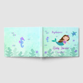 海の赤ちゃんシャワーの下の人魚パーソナライズされた ゲストブック (全面)