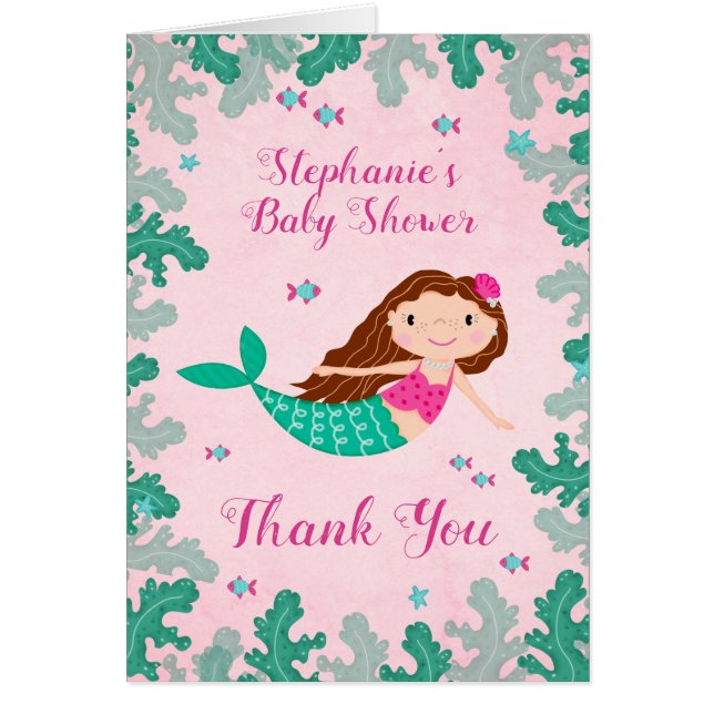 海の赤ちゃんシャワーの下の人魚ピンク (正面)