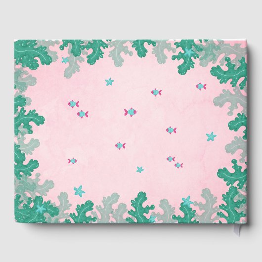 海の赤ちゃんシャワーの下の人魚ピンク ゲストブック (裏面)