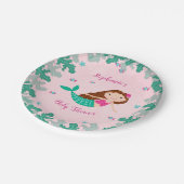 海の赤ちゃんシャワーの下の人魚ピンク ペーパープレート (アングル)