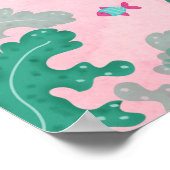 海の赤ちゃんシャワーの下の人魚ピンク ポスター (角)