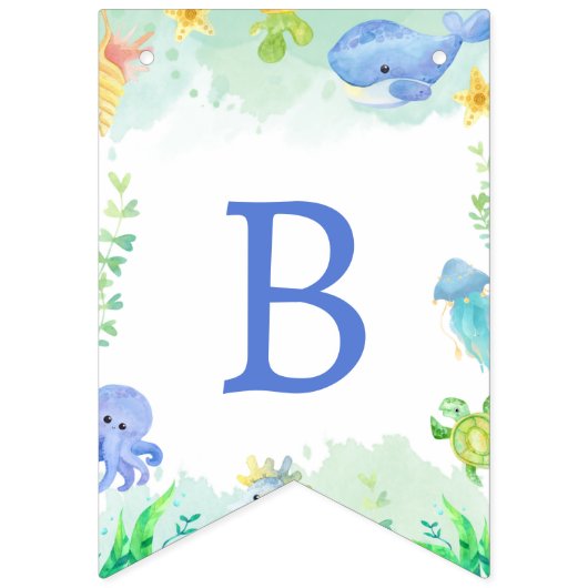 海の赤ちゃんシャワーの下の夏 バンティングフラッグ (第2の旗)