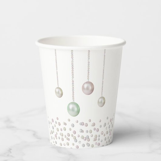 海の赤ちゃんシャワーの下の小さな真珠の貝殻 紙コップ (裏面)