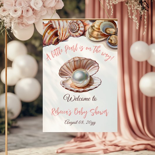 海の赤ちゃんシャワーの下の小さな真珠へようこそ ポスター