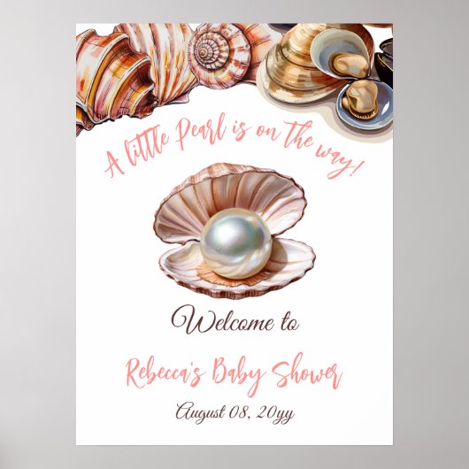 海の赤ちゃんシャワーの下の小さな真珠へようこそ ポスター (正面)