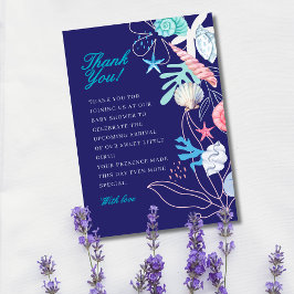 海の赤ちゃんシャワーの下の小さな真珠を紫 サンキューカード