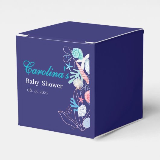 海の赤ちゃんシャワーの下の小さな真珠を紫 フェイバーボックス (正面サイド)