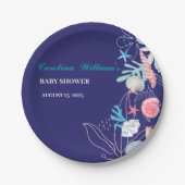 海の赤ちゃんシャワーの下の小さな真珠を紫 ペーパープレート (正面)