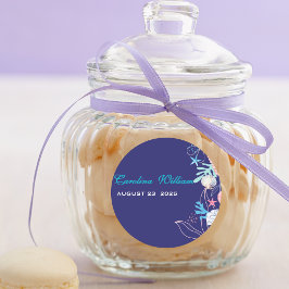 海の赤ちゃんシャワーの下の小さな真珠を紫 ラウンドシール