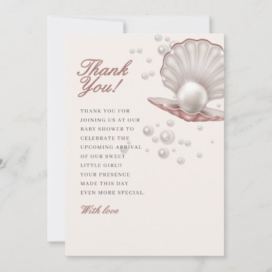 海の赤ちゃんシャワーの下の小さな真珠 サンキューカード (正面)