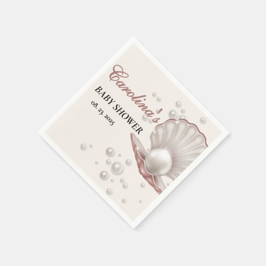 海の赤ちゃんシャワーの下の小さな真珠 スタンダードカクテルナプキン (角)