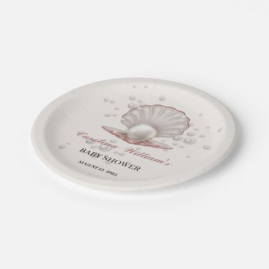 海の赤ちゃんシャワーの下の小さな真珠 ペーパープレート (アングル)