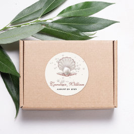 海の赤ちゃんシャワーの下の小さな真珠 ラウンドシール