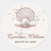 海の赤ちゃんシャワーの下の小さな真珠 ラウンドシール (正面)