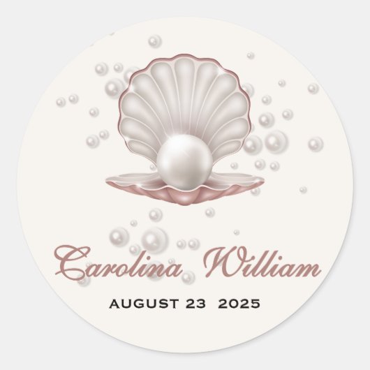 海の赤ちゃんシャワーの下の小さな真珠 ラウンドシール (正面)