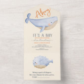 海の赤ちゃんシャワーの下の少年 オールインワン招待状 (内側)
