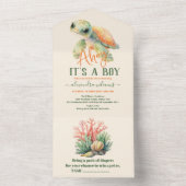 海の赤ちゃんシャワーの下の少年 オールインワン招待状 (内側)