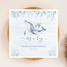 海の赤ちゃんシャワーの下の少年 スタンダードカクテルナプキン