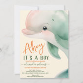 海の赤ちゃんシャワーの下の少年 招待状 (正面)