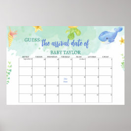 海の赤ちゃんシャワーの下の期日を推測する ポスター