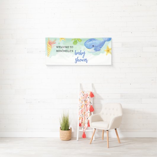 海の赤ちゃんシャワーの下の歓迎バナーの夏 横断幕 (インサイチュ)