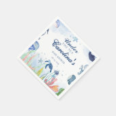 海の赤ちゃんシャワーの下の水色の青 スタンダードカクテルナプキン (角)