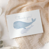 海の赤ちゃんシャワーの下の水色クジラ サンキューカード