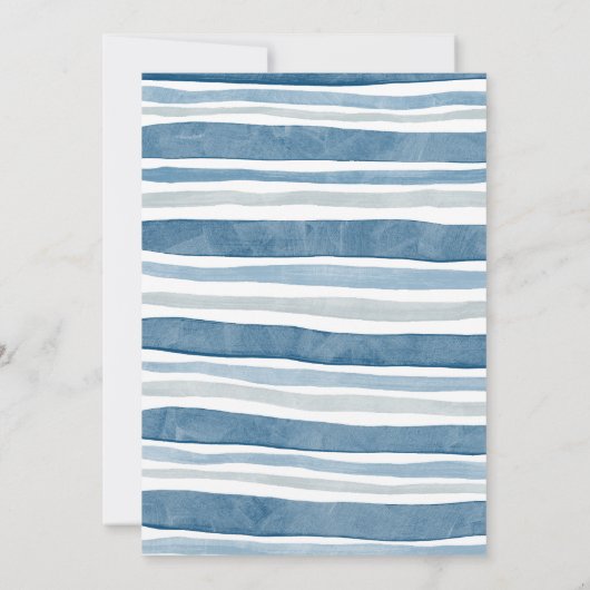 海の赤ちゃんシャワーの下の水色クジラ 招待状 (裏面)