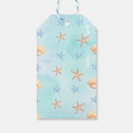 海の赤ちゃんシャワーの下の水色ブルー海 ギフトタグ (裏面)