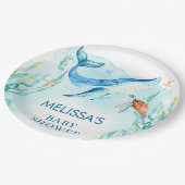 海の赤ちゃんシャワーの下の水色ブルー海 ペーパープレート (アングル)