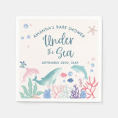 海の赤ちゃんシャワーの下の水色海 スタンダードカクテルナプキン (正面)