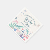 海の赤ちゃんシャワーの下の水色海 スタンダードカクテルナプキン (角)