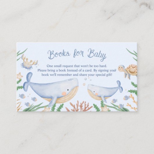 海の赤ちゃんシャワーの下の水色 エンクロージャーカード (正面)