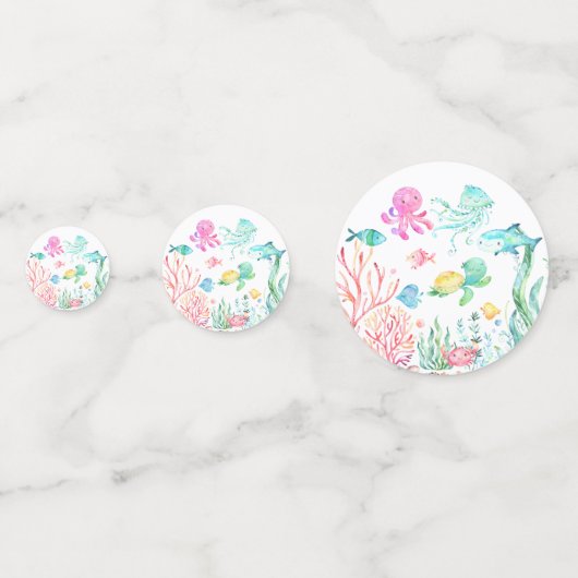 海の赤ちゃんシャワーの下の水色 コンフェッティ (正面)