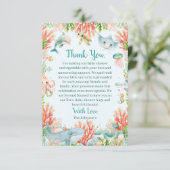 海の赤ちゃんシャワーの下の水色 サンキューカード (スタンド正面)