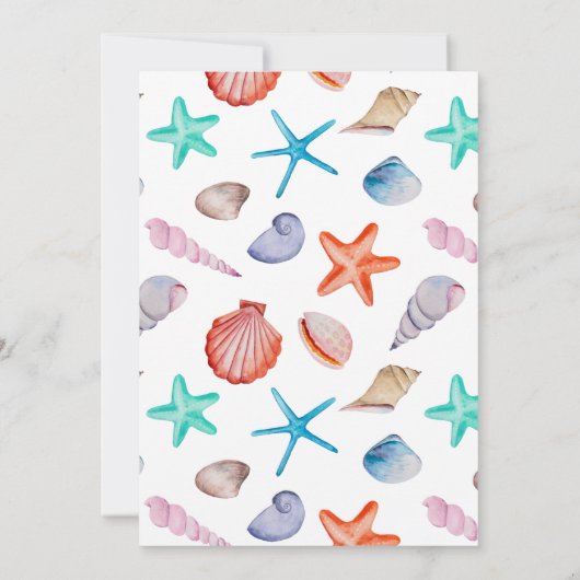 海の赤ちゃんシャワーの下の水色 サンキューカード (裏面)