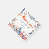 海の赤ちゃんシャワーの下の水色 スタンダードカクテルナプキン (角)