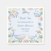 海の赤ちゃんシャワーの下の水色 スタンダードカクテルナプキン (正面)