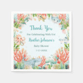 海の赤ちゃんシャワーの下の水色 スタンダードカクテルナプキン (正面)