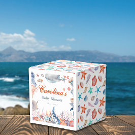 海の赤ちゃんシャワーの下の水色 フェイバーボックス