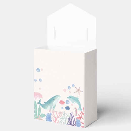 海の赤ちゃんシャワーの下の水色 フェイバーボックス (オープン)