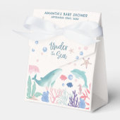 海の赤ちゃんシャワーの下の水色 フェイバーボックス (正面サイド)