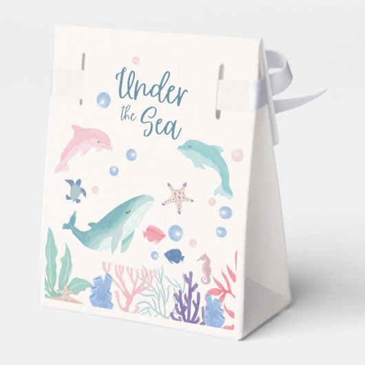 海の赤ちゃんシャワーの下の水色 フェイバーボックス (裏面サイド)