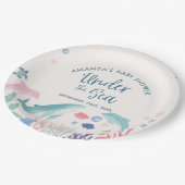 海の赤ちゃんシャワーの下の水色 ペーパープレート (アングル)