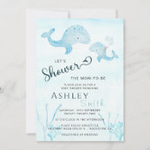 海の赤ちゃんシャワーの下の水色 招待状 (正面)