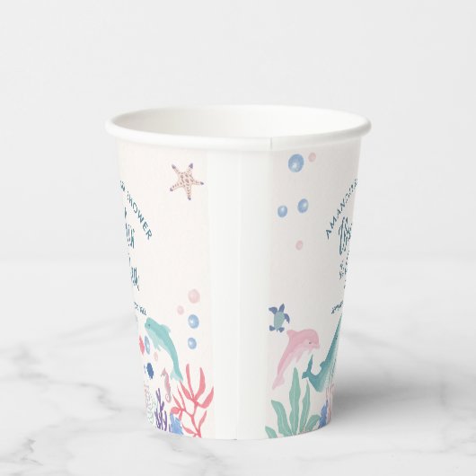 海の赤ちゃんシャワーの下の水色 紙コップ (右)