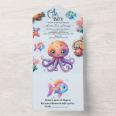 海の赤ちゃんシャワーの下の男の子 オールインワン招待状 (内側)