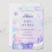 海の赤ちゃんシャワーの下の紫色のグラデーション 招待状 (正面)